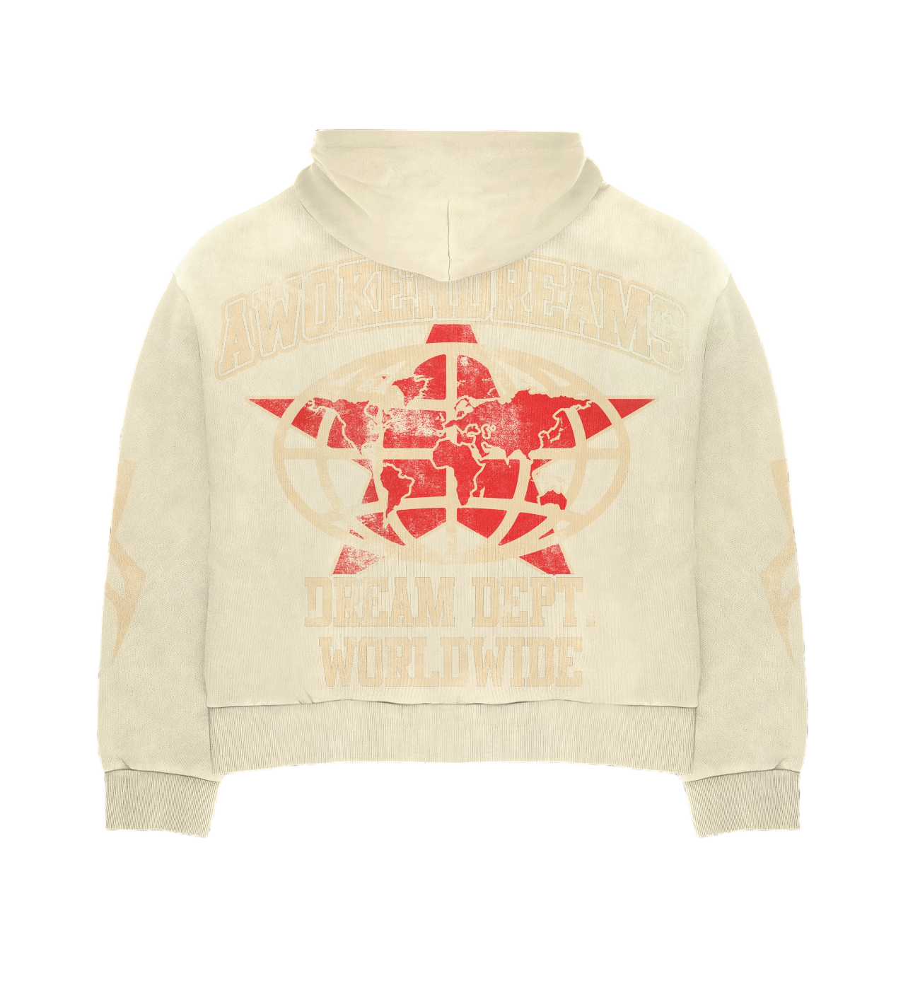 Cream Varsity Zip Hoodie