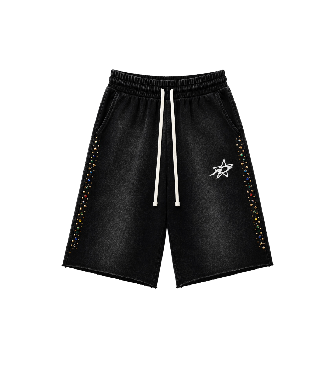 3/4 Studded Shorts Black