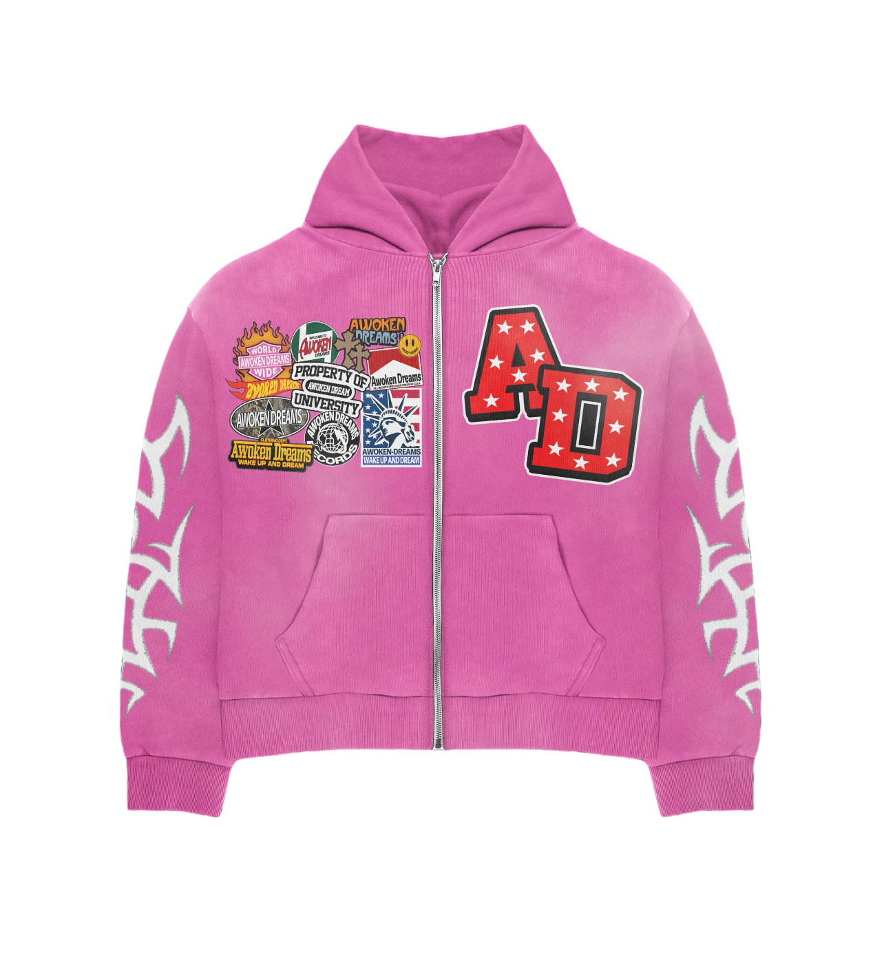 Pink Patchwork Hoodie