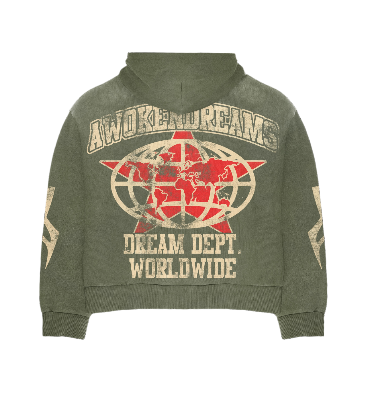 Olive Varsity Zip Hoodie