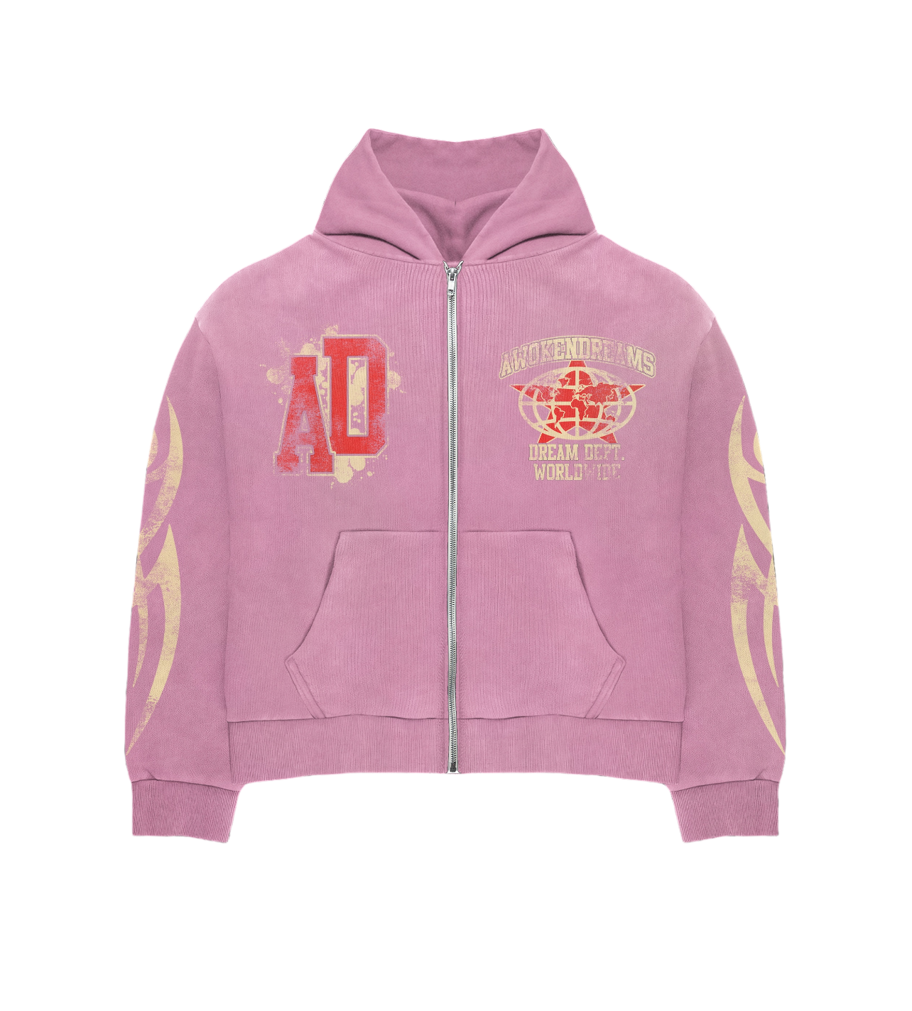 Pink Varsity Zip Hoodie