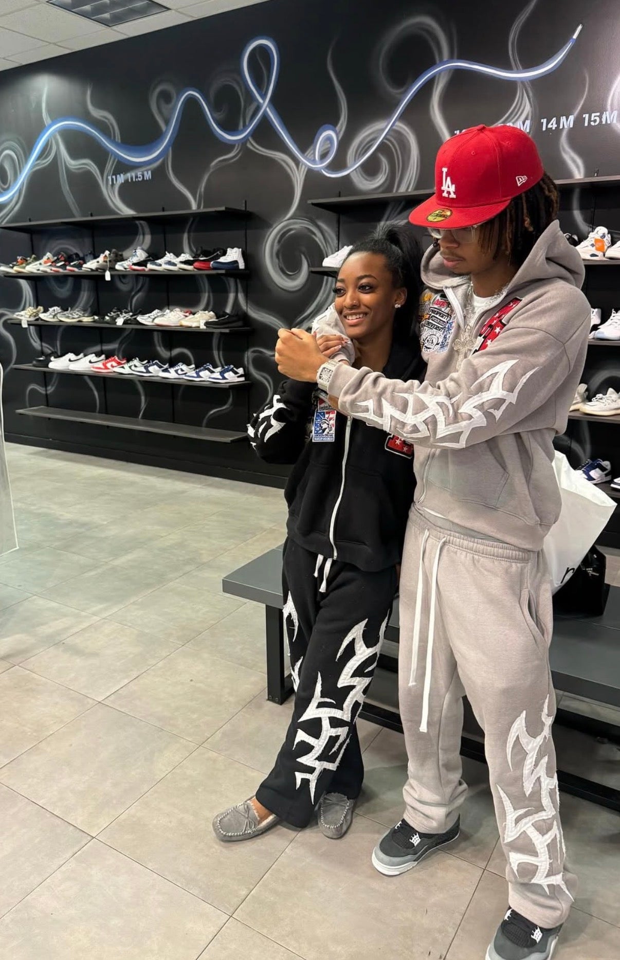 Black Patchwork Sweatpants