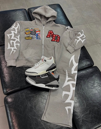 Grey Patchwork Hoodie