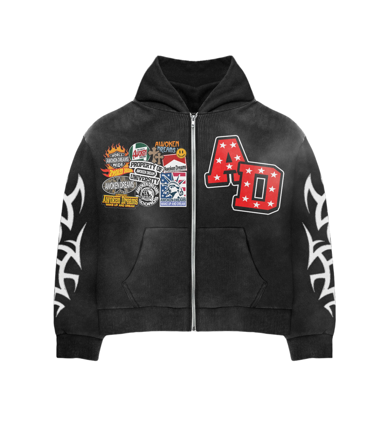 Black Patchwork Hoodie