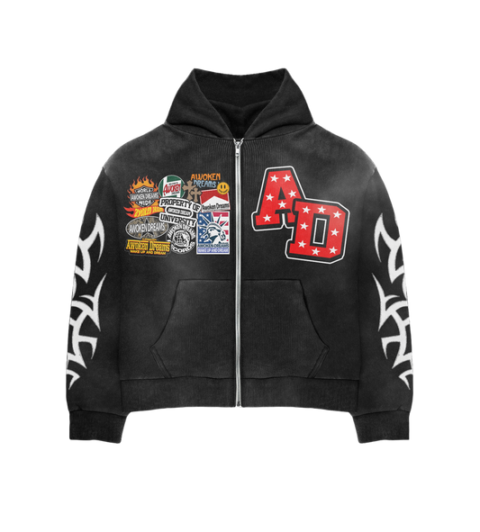 Black Patchwork Hoodie