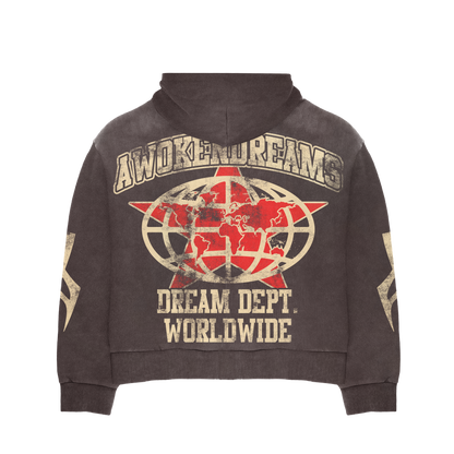 Mocha Varsity Zip Hoodie