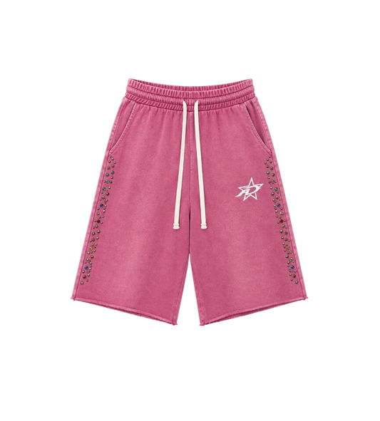3/4 Studded Shorts Pink