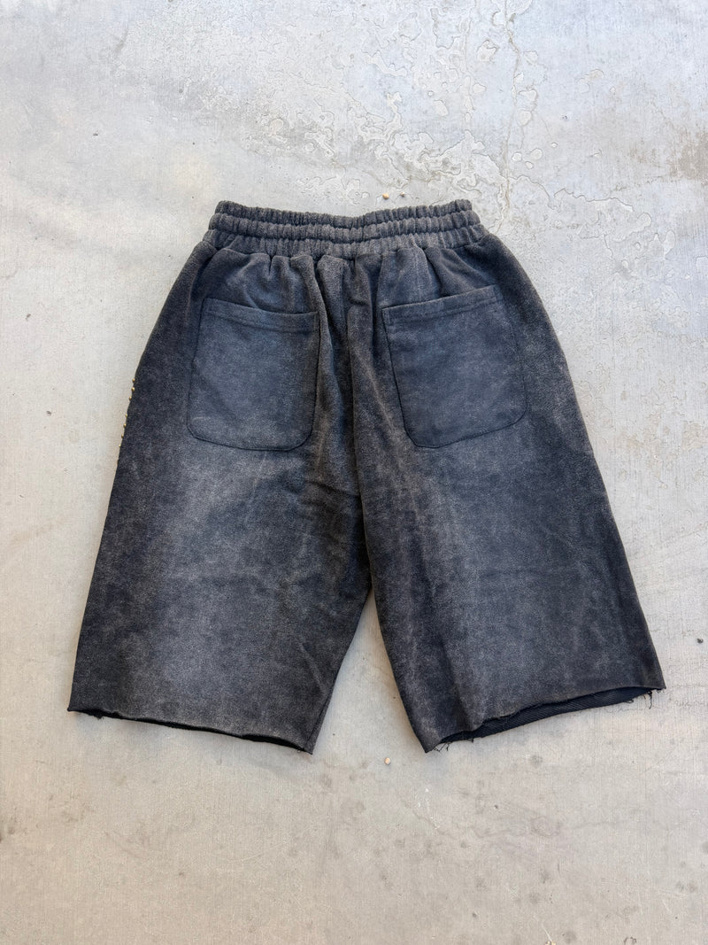 3/4 Studded Shorts Black