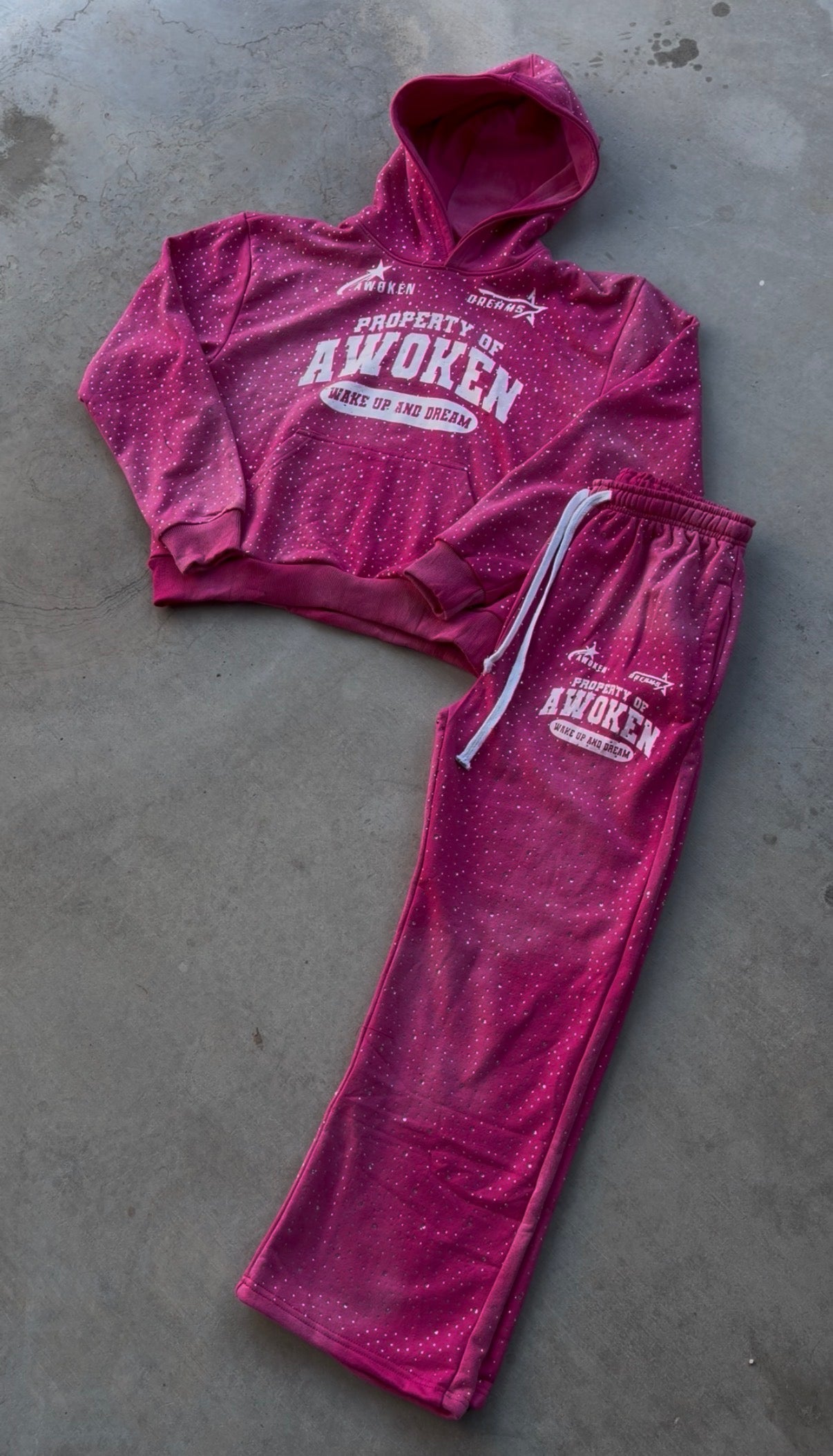 Pink Rhinestone Sweatpants