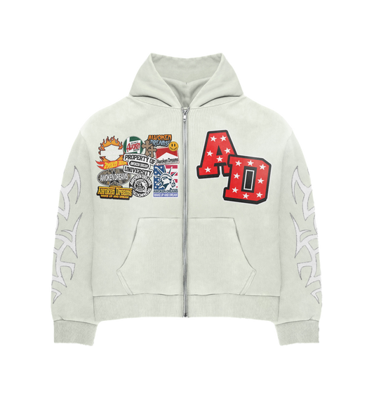 Cream Patchwork Hoodie