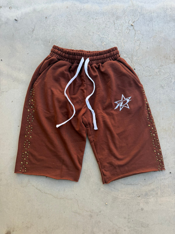 3/4 Studded Shorts Mocha