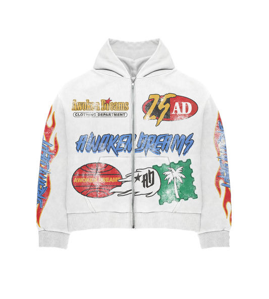 Dream Dept White Zip Hoodie