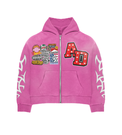 Pink Patchwork Hoodie