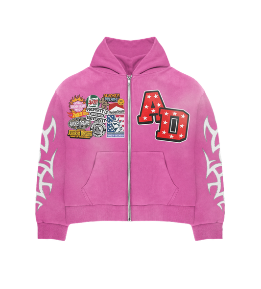 Pink Patchwork Hoodie
