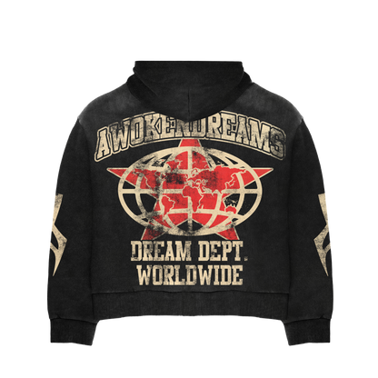 Black Varsity Zip Hoodie