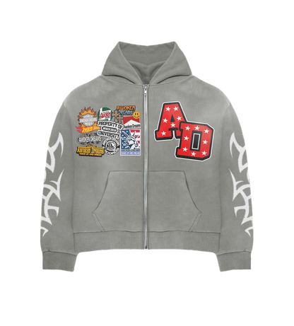 Grey Patchwork Hoodie