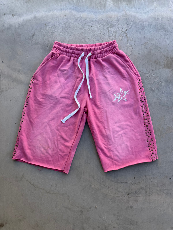 3/4 Studded Shorts Pink