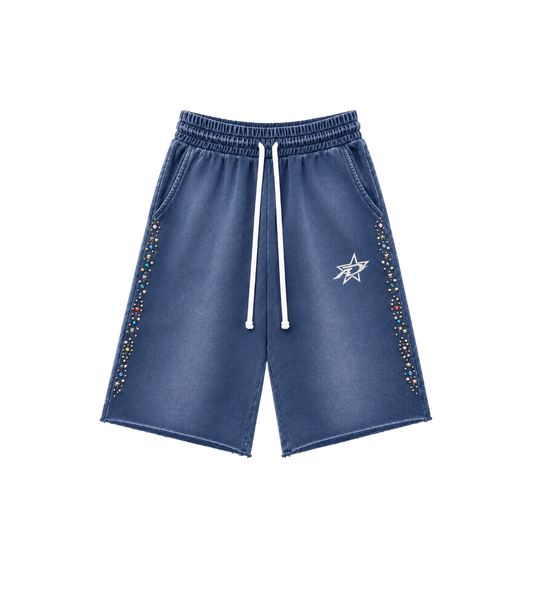 3/4 Studded Shorts Navy