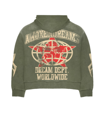 Olive Varsity Zip Hoodie