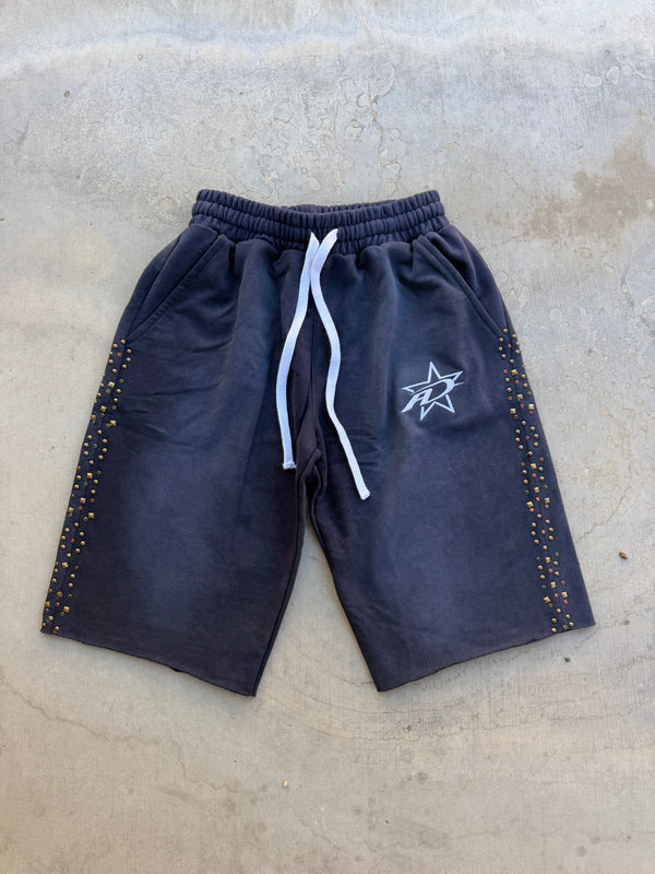 3/4 Studded Shorts Navy