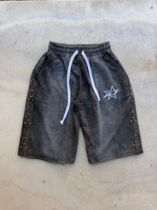 3/4 Studded Shorts Black