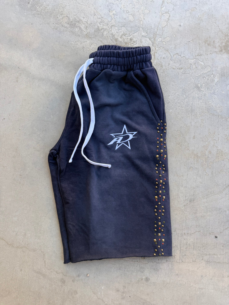 3/4 Studded Shorts Navy