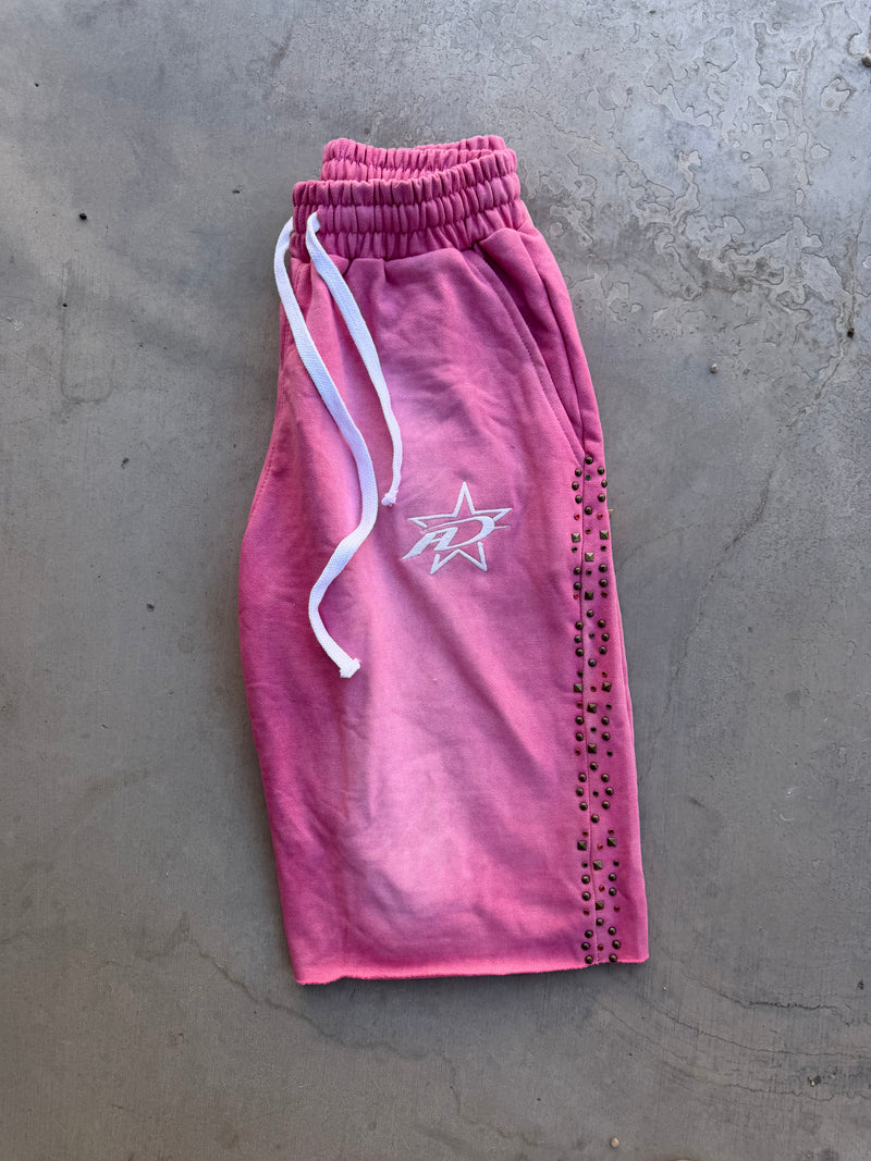 3/4 Studded Shorts Pink