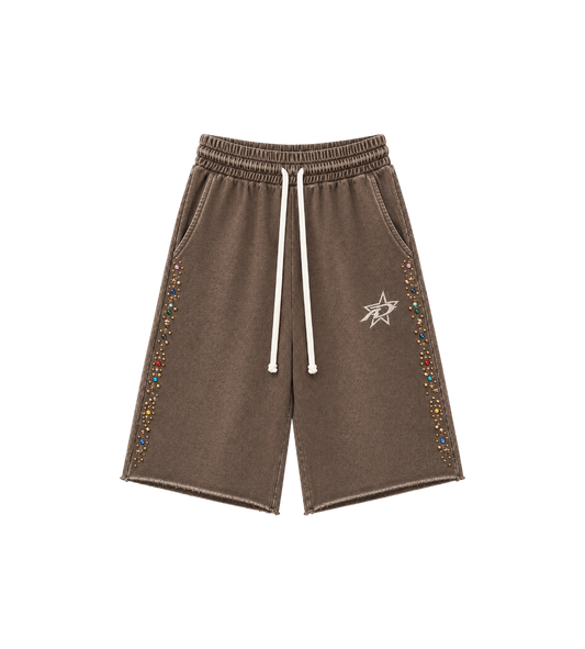 3/4 Studded Shorts Mocha
