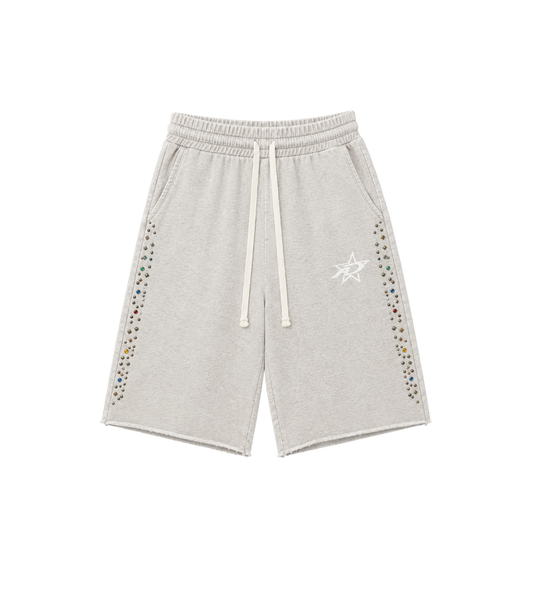 3/4 Studded Shorts Heather Grey