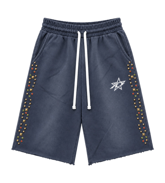 3/4 Studded Shorts Navy