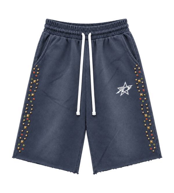 3/4 Studded Shorts Navy
