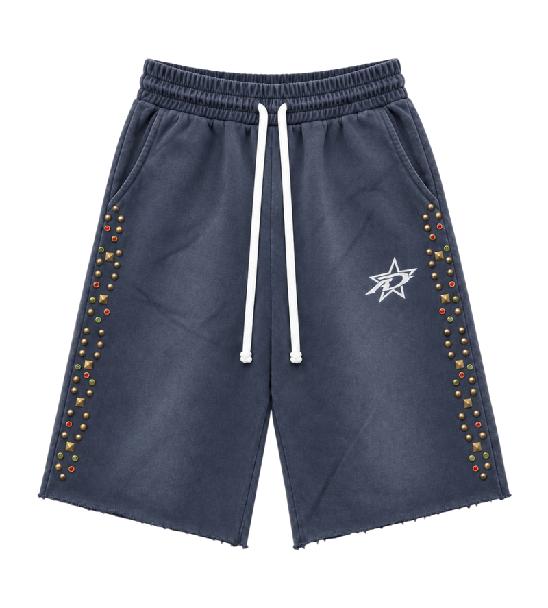3/4 Studded Shorts Navy