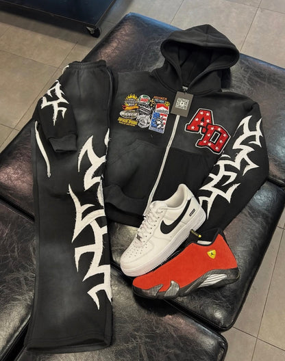 Black Patchwork Sweatpants