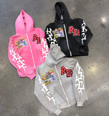 Black Patchwork Hoodie