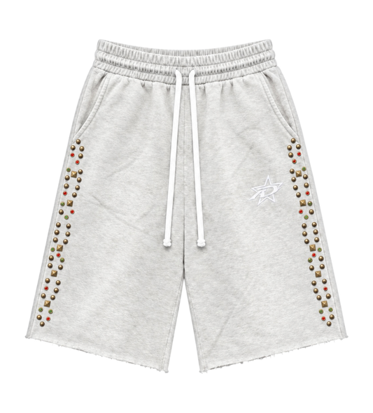 3/4 Studded Shorts Heather Grey