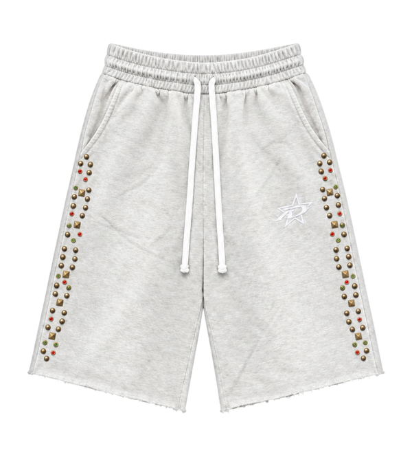 3/4 Studded Shorts Heather Grey