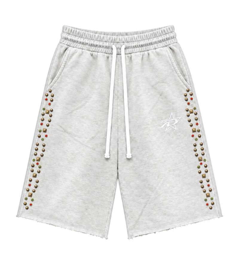 3/4 Studded Shorts Heather Grey