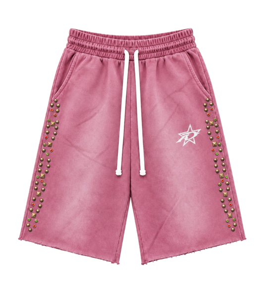 3/4 Studded Shorts Pink