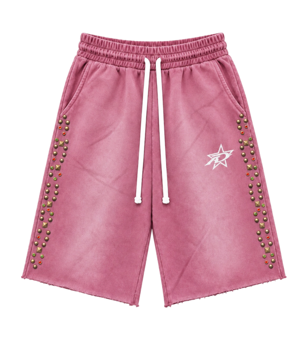 3/4 Studded Shorts Pink