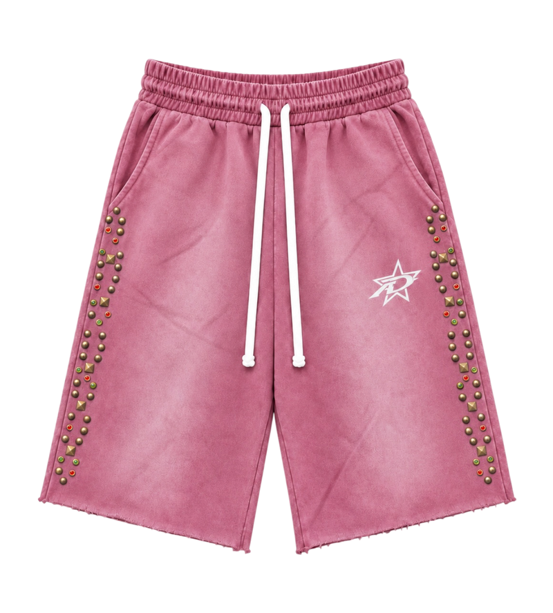 3/4 Studded Shorts Pink