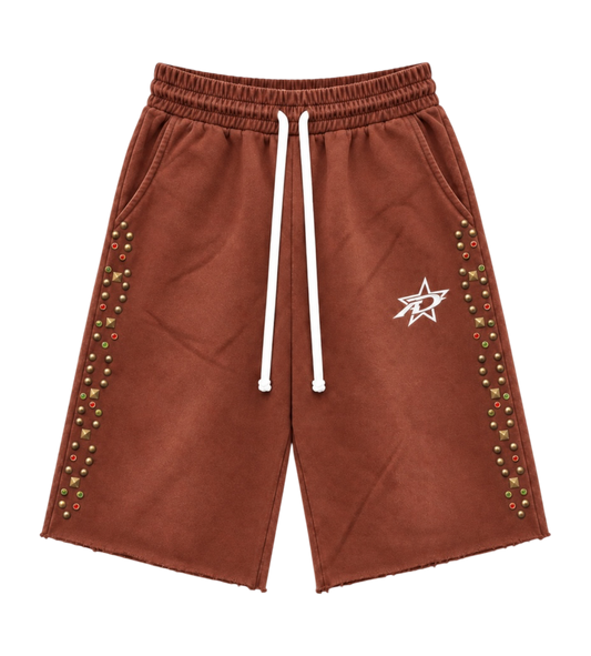 3/4 Studded Shorts Mocha