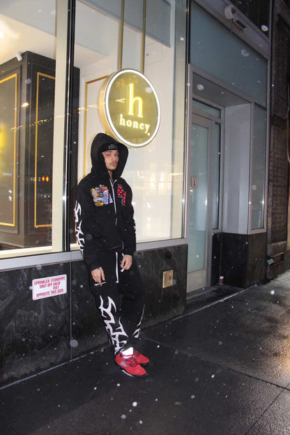 Black Patchwork Sweatpants